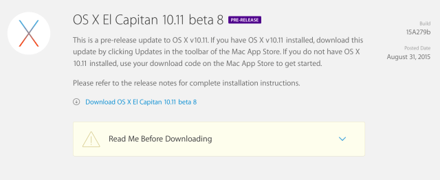 Apple Releases OS X 10.11 El Capitan Beta 8 to Developers