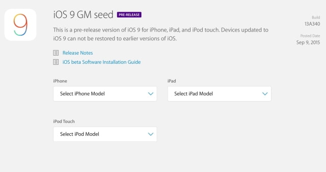 Apple Releases iOS 9 GM Seed to Developers
