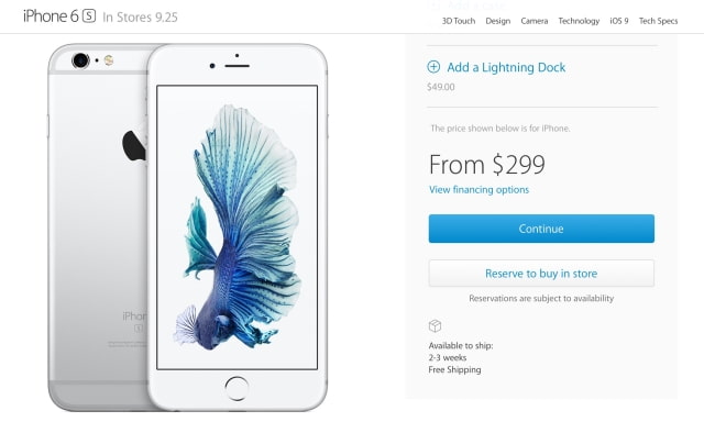 All iPhone 6s Plus Models Sell Out, Now Shipping in 2-3 Weeks