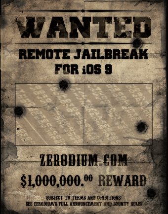 ZERODIUM Offers $1 Million Dollars for Jailbreak of iOS 9