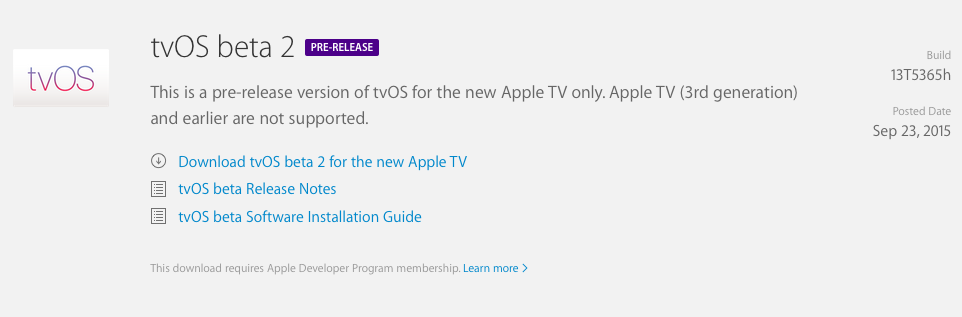 Apple Releases tvOS Beta 2 to Developers