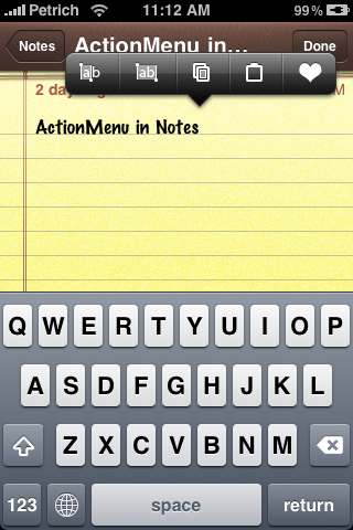 Action Menu Remplace Clippy and étend les fonctions copier/coller de l&#039;iPhone