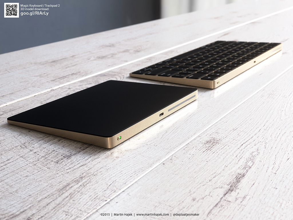 Renders of the New Magic Keyboard and Magic Trackpad 2 in Gold