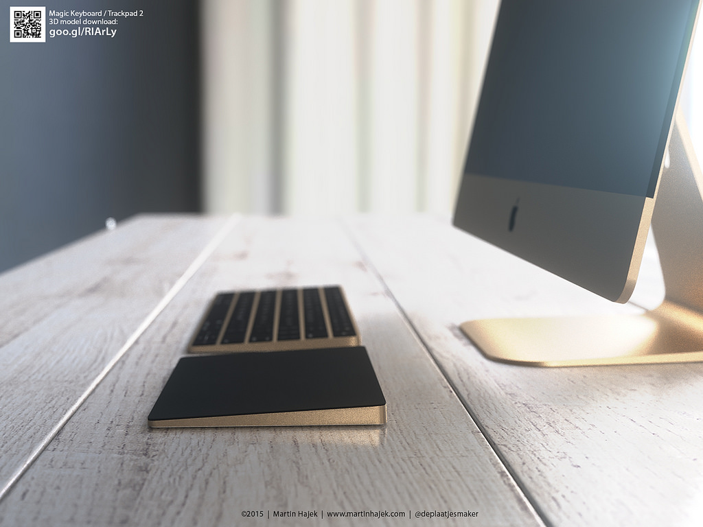 Renders of the New Magic Keyboard and Magic Trackpad 2 in Gold