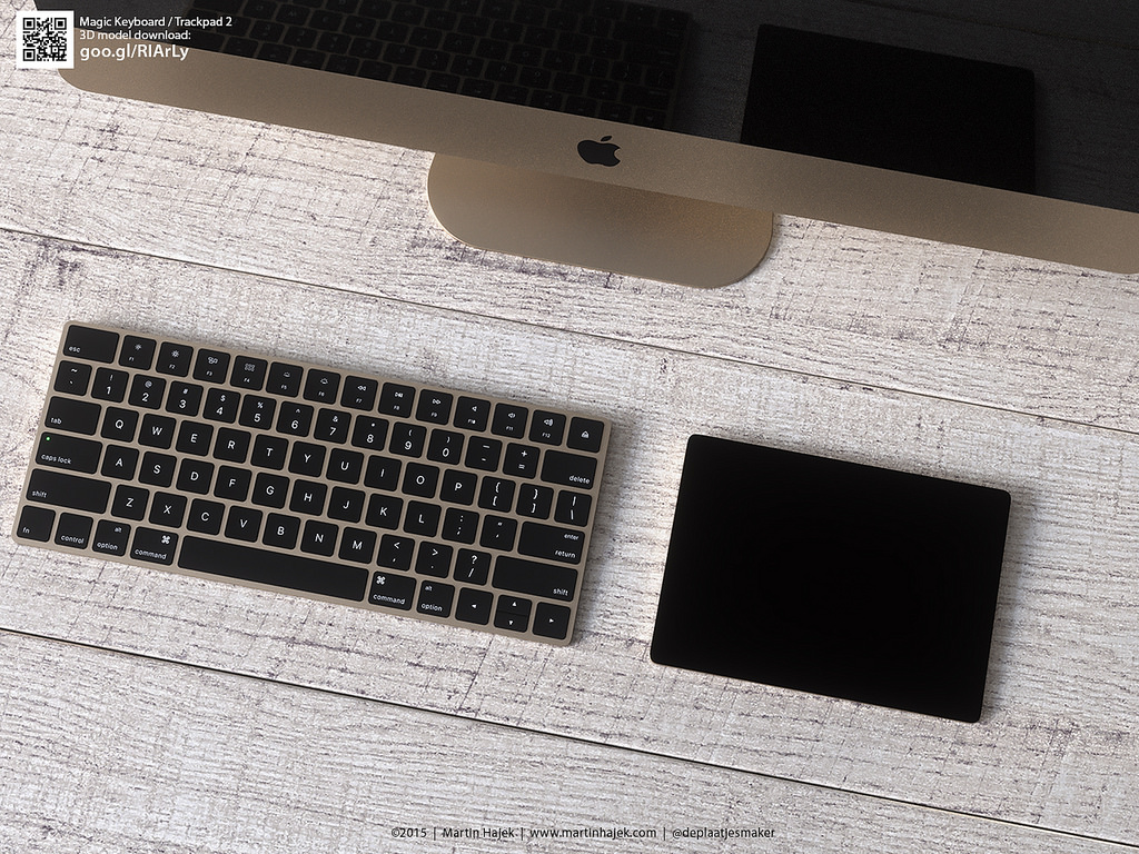 Renders of the New Magic Keyboard and Magic Trackpad 2 in Gold 