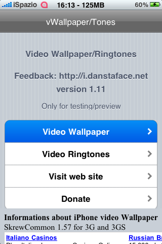 Video Wallpaper and Ringtones for iPhone OS 3.1