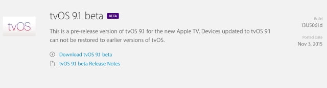 Apple Releases tvOS 9.1 Beta to Developers