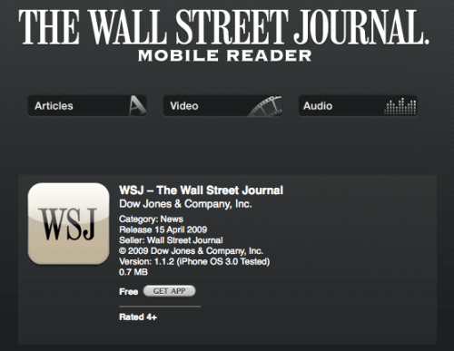 WSJ Announces Subscription Fees for iPhone Users