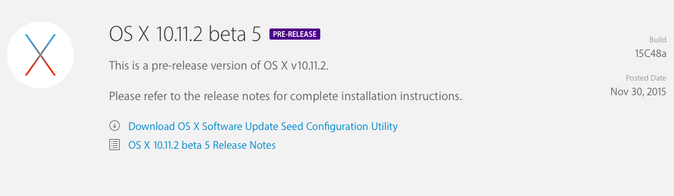 Apple Releases OS X El Capitan 10.11.2 Beta 5