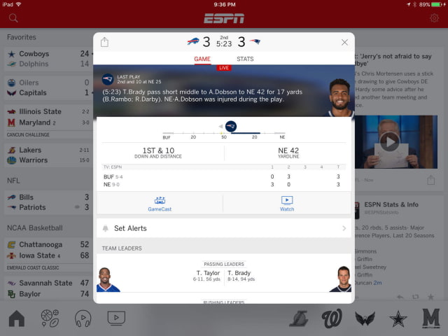 ESPN App Gets Updated With WatchESPN Access