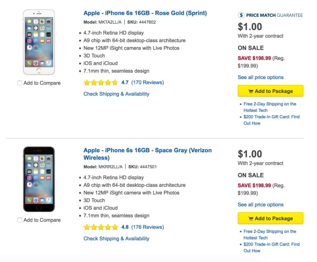 Best Buy Discounts iPhone 6s to $1.00 With Sprint or Verizon Contract