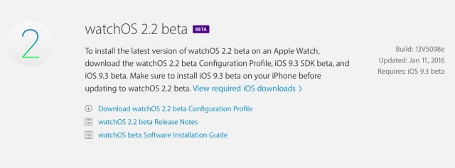 Apple Seeds First WatchOS 2.2 Beta to Developers