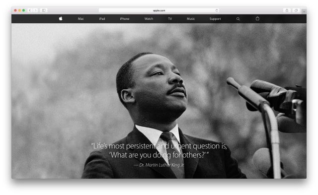 Apple Commemorates Martin Luther King, Jr. Day With Homepage Tribute