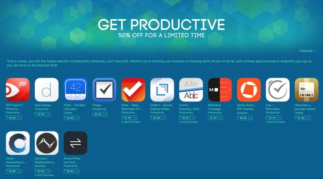 App Store Sale Offers 50% Off Popular Productivity Apps