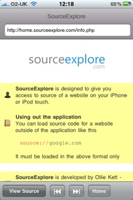 Source Explorer 1.1: View Webpage Source Code on iPhone