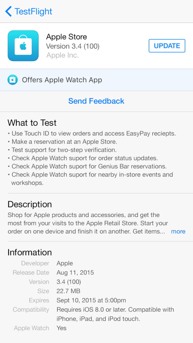 Apple Updates TestFlight App With Support for iOS 9.3 and watchOS 2.2