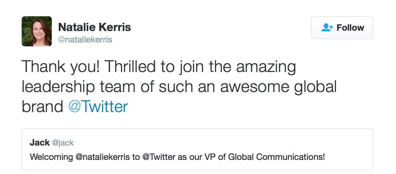 Twitter Hires Former Apple PR Executive Natalie Kerris as VP of Global Communications