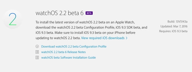 Apple Releases Sixth Beta of watchOS 2.2