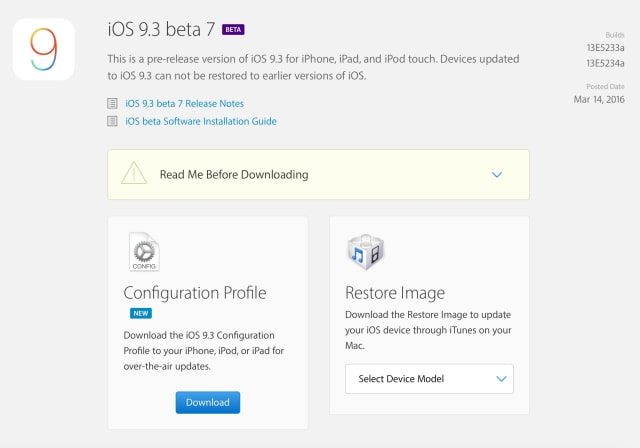 Apple Releases iOS 9.3 Beta 7
