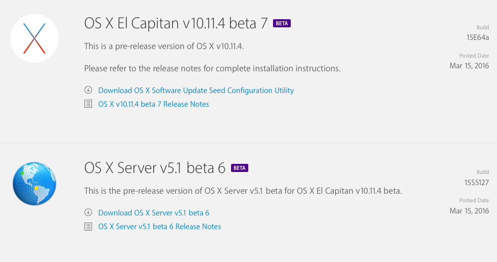 Apple Releases OS X 10.11.4 El Capitan Beta 7