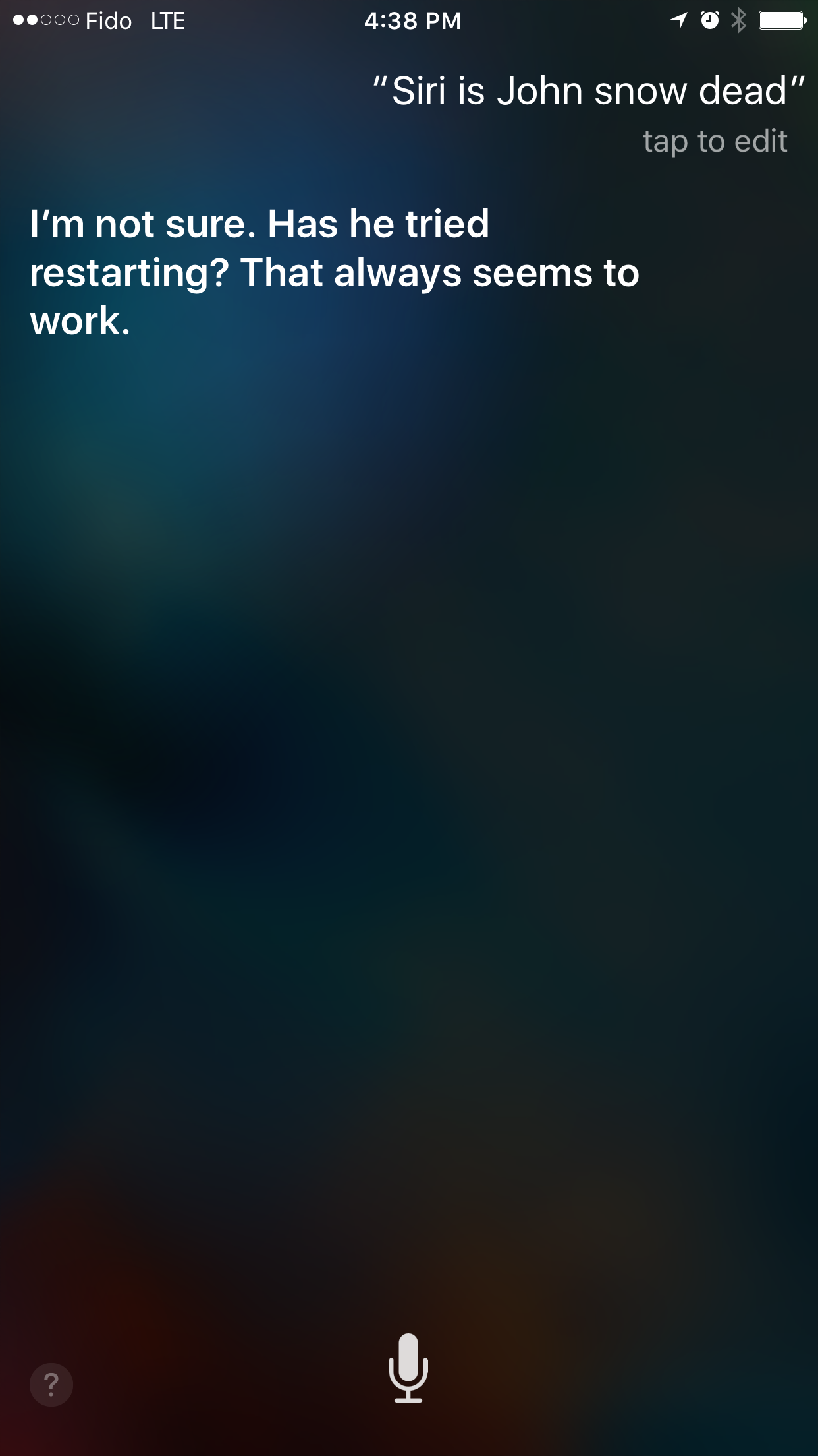 Siri&#039;s Response to the Question: &#039;Is Jon Snow Dead?&#039;