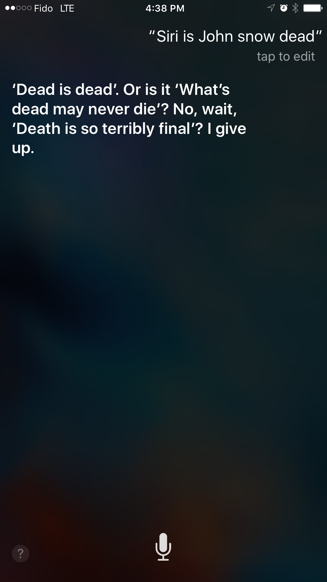 Siri&#039;s Response to the Question: &#039;Is Jon Snow Dead?&#039;