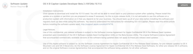 Apple Seeds OS X El Capitan 10.11.5 Beta 2 to Developers