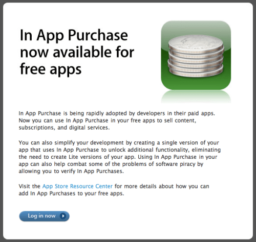 In App Purchases Now Available for Free iPhone Apps