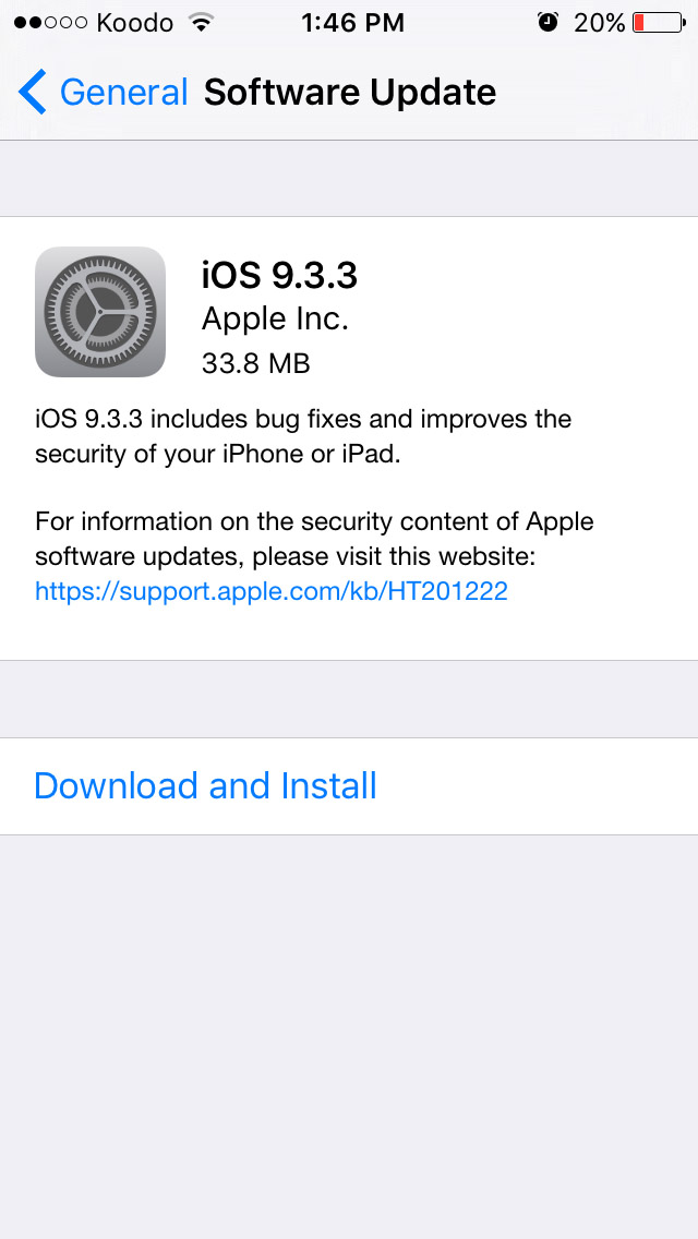 Apple Releases iOS 9.3.3 [Download]