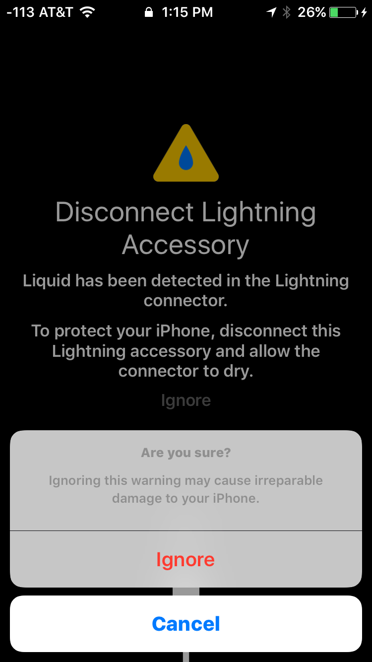 iOS 10 Now Warns You If Liquid is Detected in Your Lightning Port [Image]