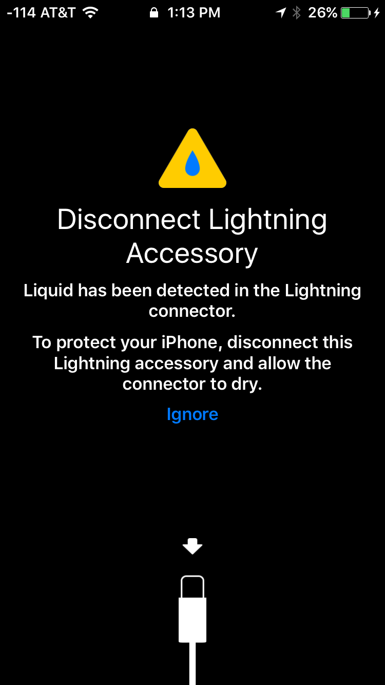 iOS 10 Now Warns You If Liquid is Detected in Your Lightning Port [Image]