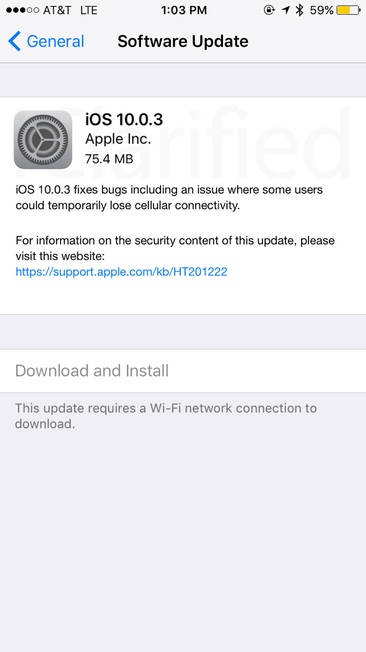 Apple Releases iOS 10.0.3 to Fix Cellular Connectivity Issues [Download]