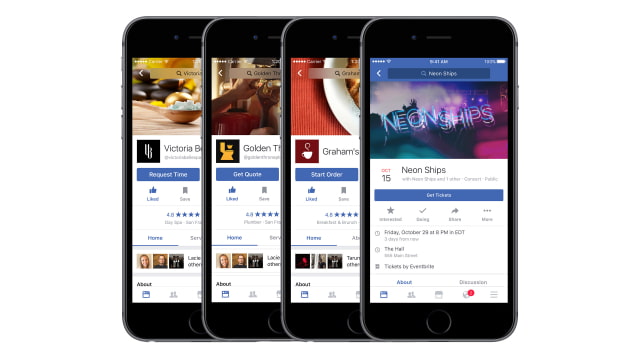 Facebook App Now Lets You Order Food, Get a Quote, Buy Tickets, More