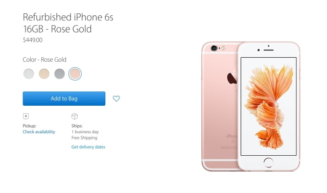 Apple Starts Selling Refurbished iPhone 6s and 6s Plus Devices