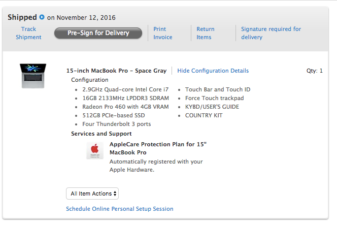 New MacBook Pro With Touch Bar Now Shipping