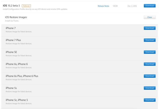 Apple Releases iOS 10.2 Beta 5 to Developers [Download]