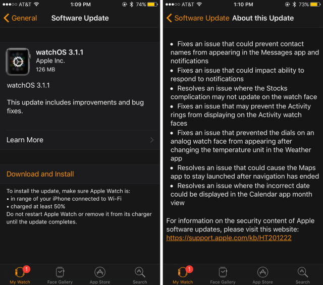Apple Releases watchOS 3.1.1 for Apple Watch [Download]