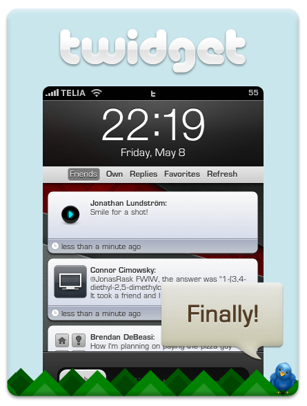 Twidget Update Puts Twitter on Your iPhone 3.x Lockscreen