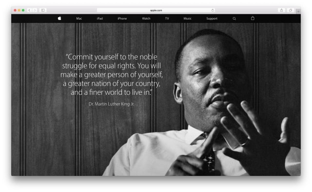 Apple Updates Homepage to Commemorate Martin Luther King Jr. Day