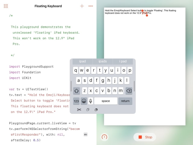 Try Out Apple&#039;s Hidden Floating iPad Keyboard With This Swift Playground [Download]