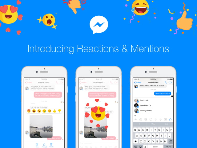 Facebook Announces Message Reactions and Mentions for Messenger