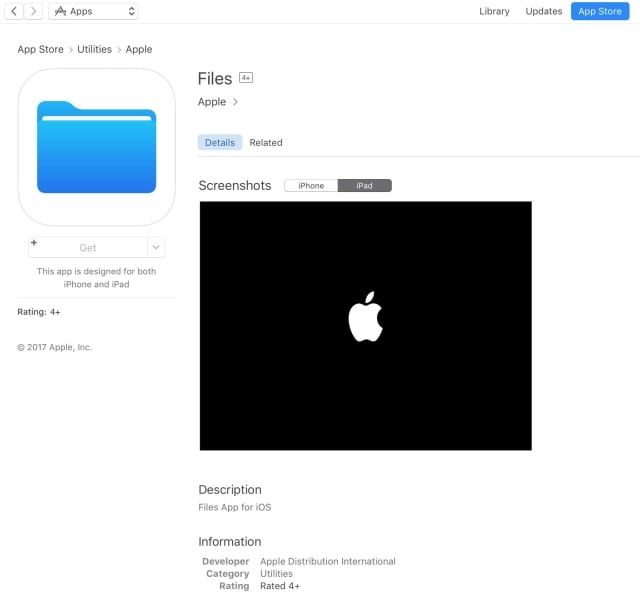 Apple &#039;Files&#039; App Briefly Surfaces on App Store Ahead of WWDC [Image]