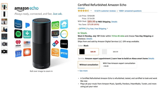 Huge Sale on Refurbished Amazon Echo, Price Dropped to Just $89.99! [Deal]
