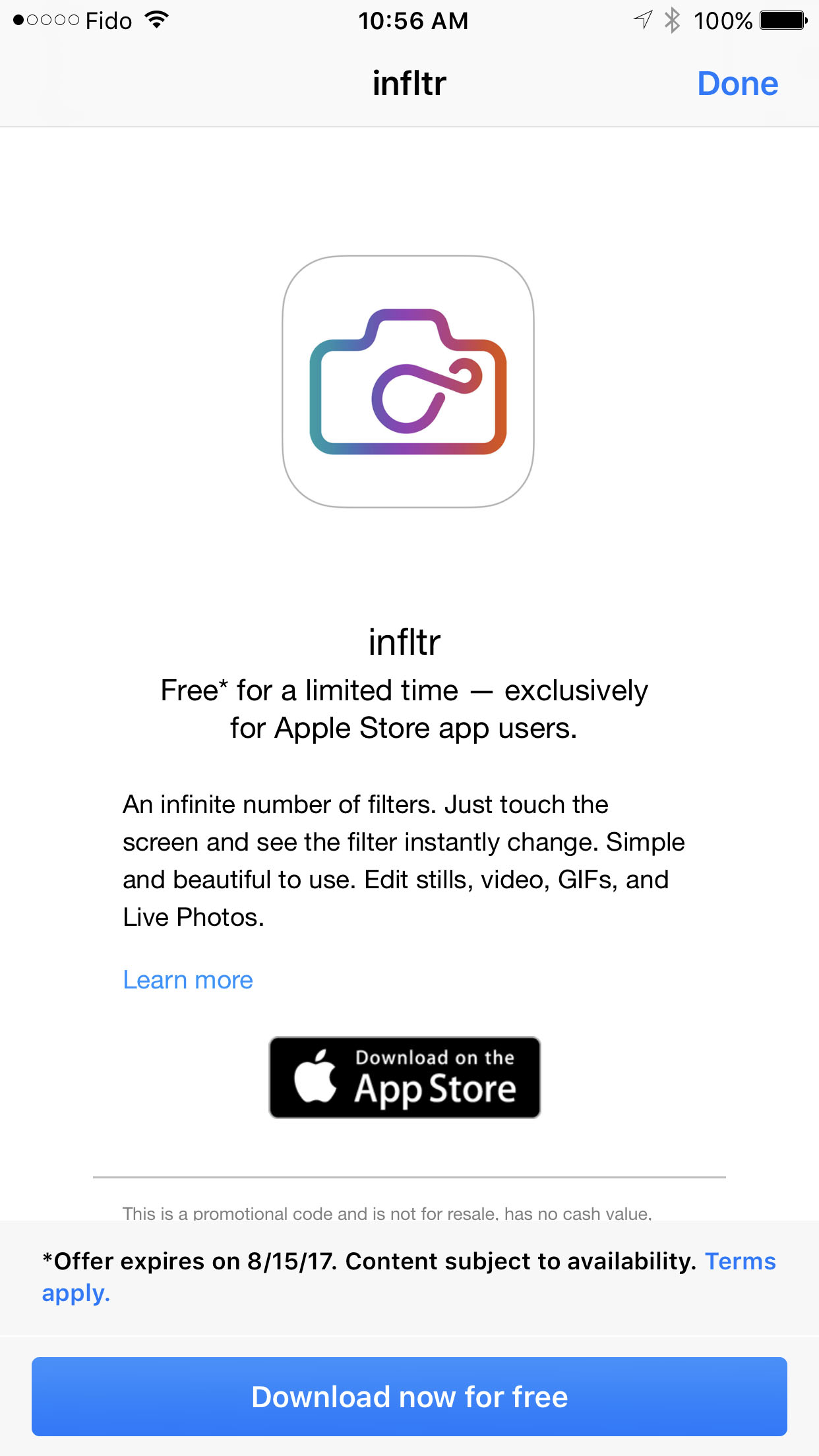 Apple Offers infltr Photo App as a Free Download via the Apple Store App