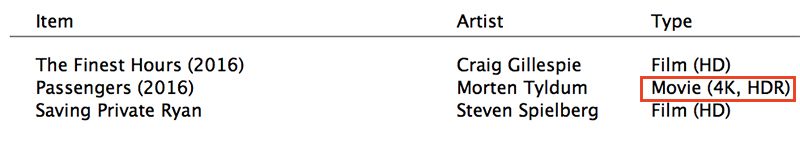 iTunes Purchase History Hints at Upcoming 4K, HDR Support