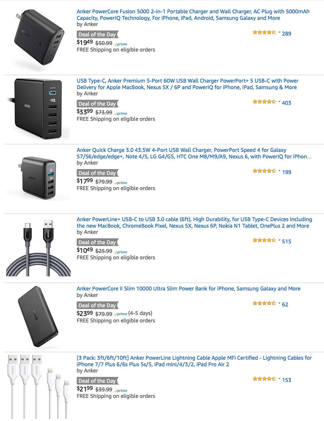 Anker Wall Chargers, Power Banks, Cables on Sale for Up to 78% Off Today Only [Deal]