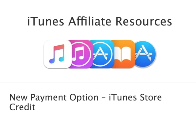 Apple Announces New iTunes Store Credit Payment Option for Affiliates