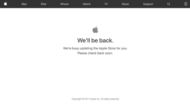 Apple Store Goes Down Ahead of iPhone 8, Apple Watch Series 3, Apple TV 4K Pre-orders