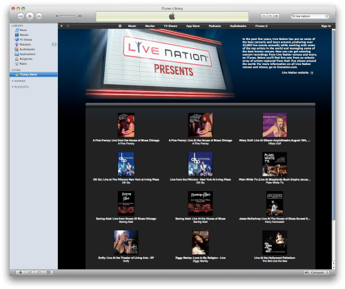Live Nation and iTunes Join to Launch Live Music