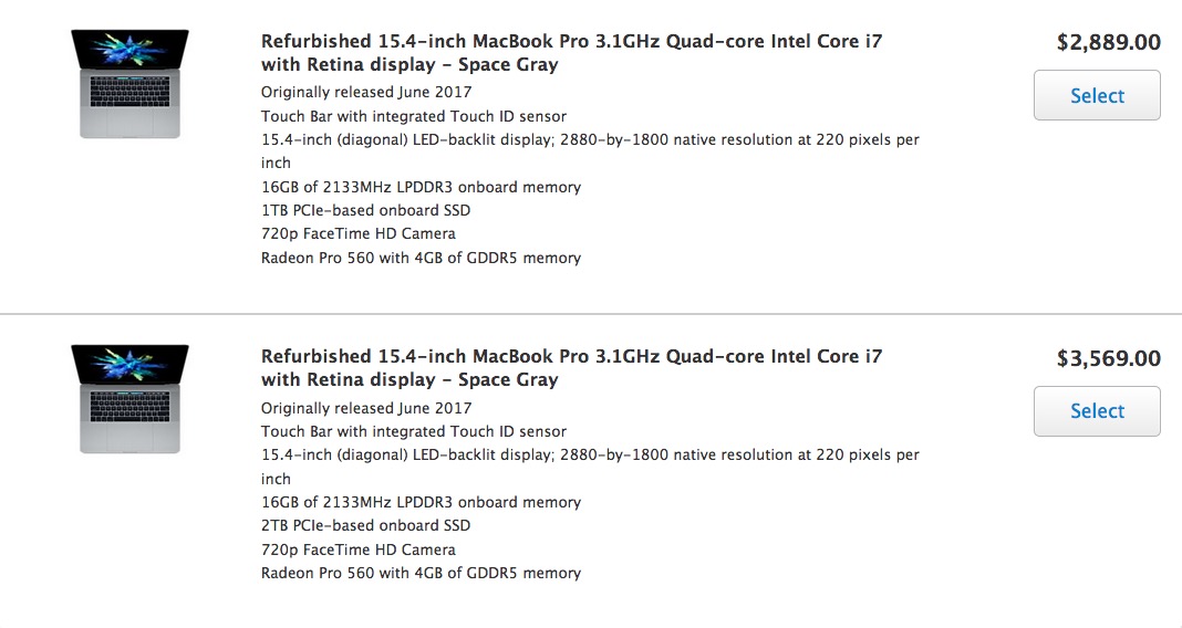 Apple is Selling Refurbished 2017 15-inch MacBook Pros